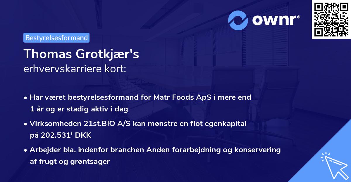 Thomas Grotkjær's erhvervskarriere kort