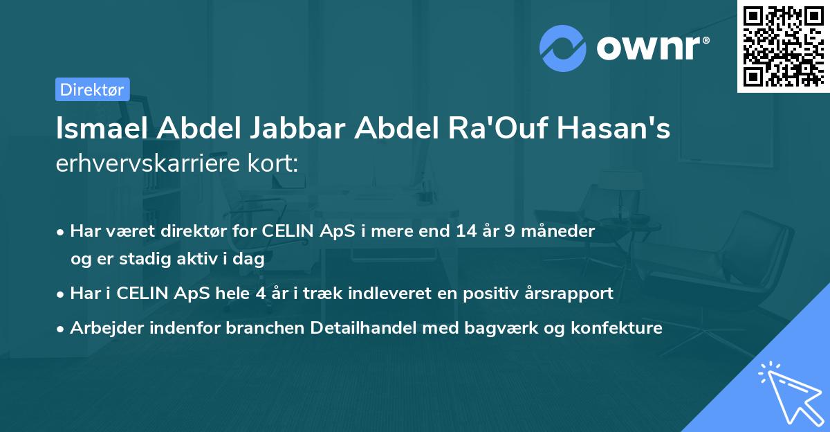 Ismael Abdel Jabbar Abdel Ra'Ouf Hasan's erhvervskarriere kort