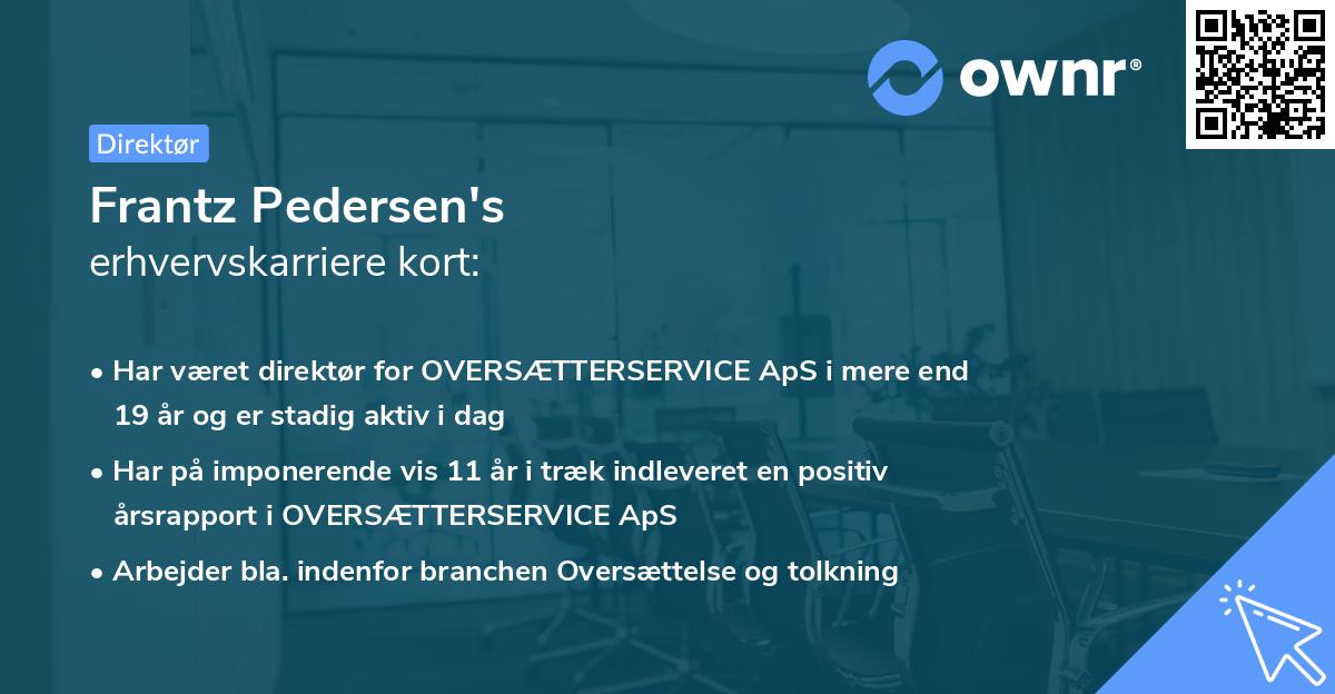 Frantz Pedersen's erhvervskarriere kort