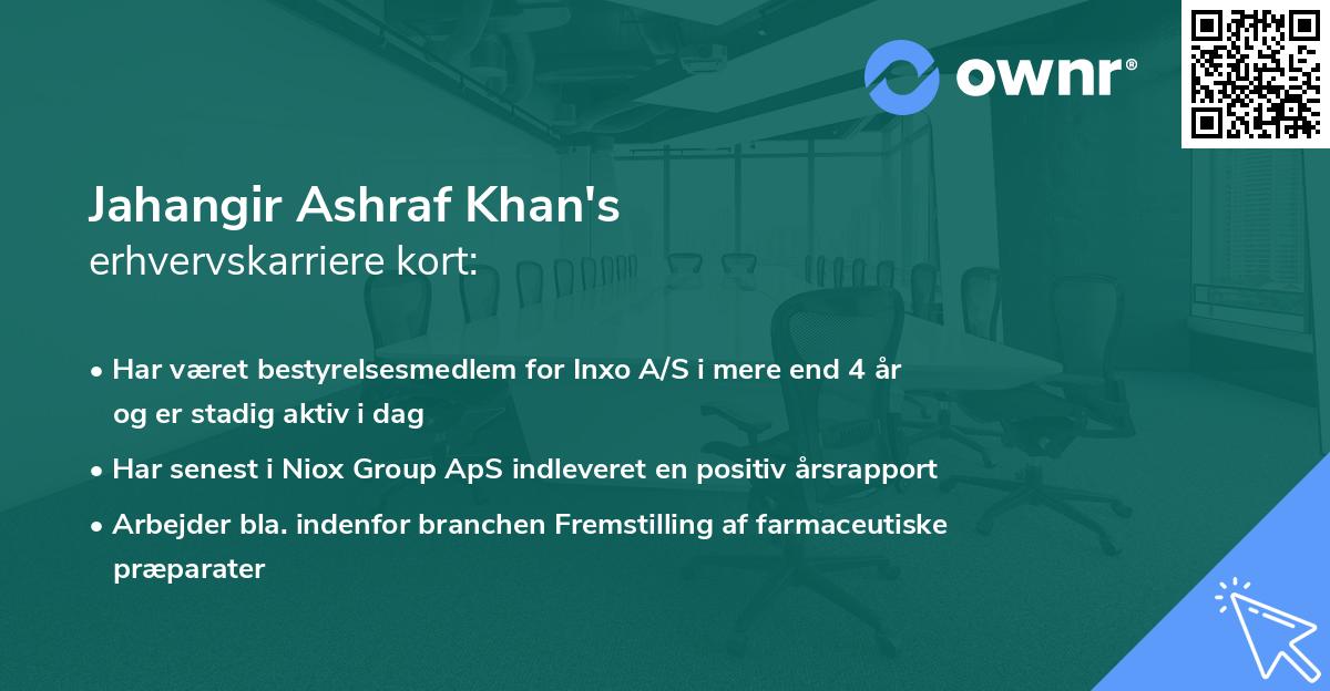 Jahangir Ashraf Khan's erhvervskarriere kort