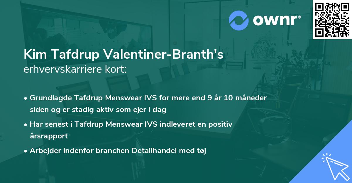 Kim Tafdrup Valentiner-Branth's erhvervskarriere kort