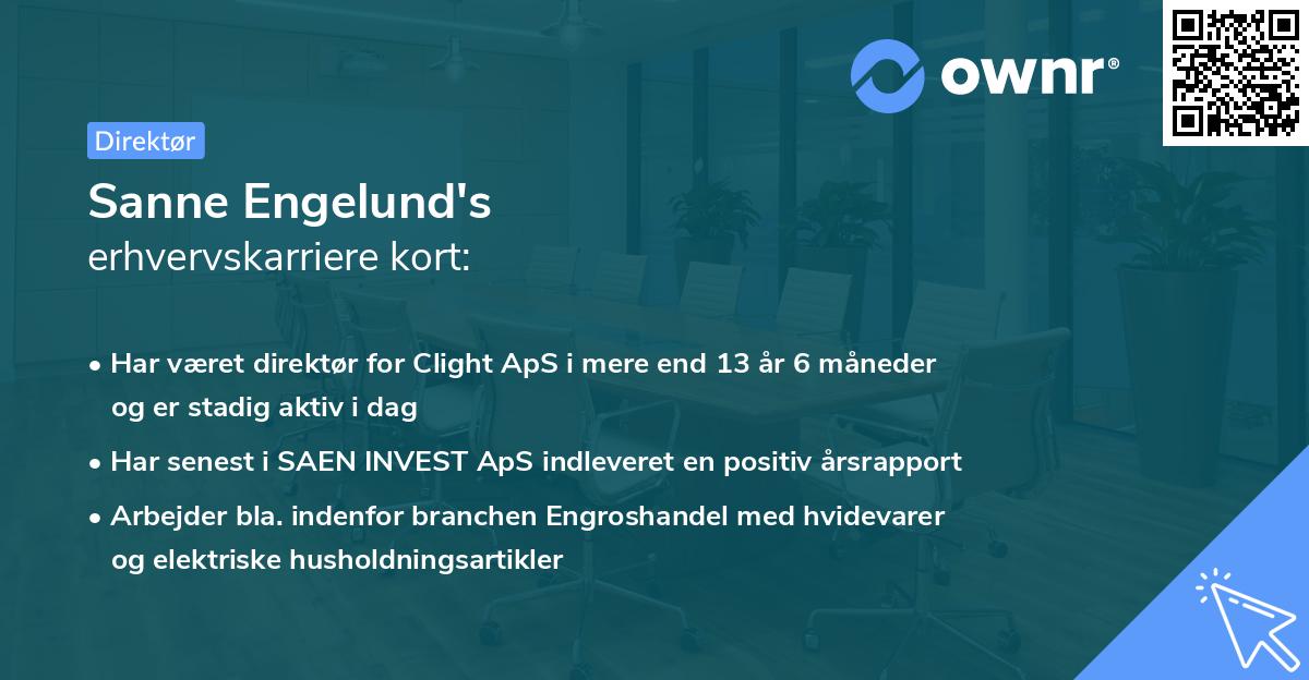 Sanne Engelund's erhvervskarriere kort