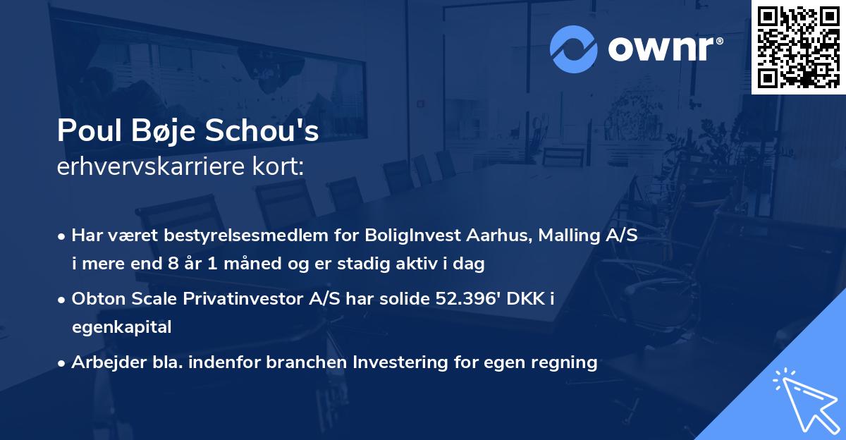Poul Bøje Schou's erhvervskarriere kort