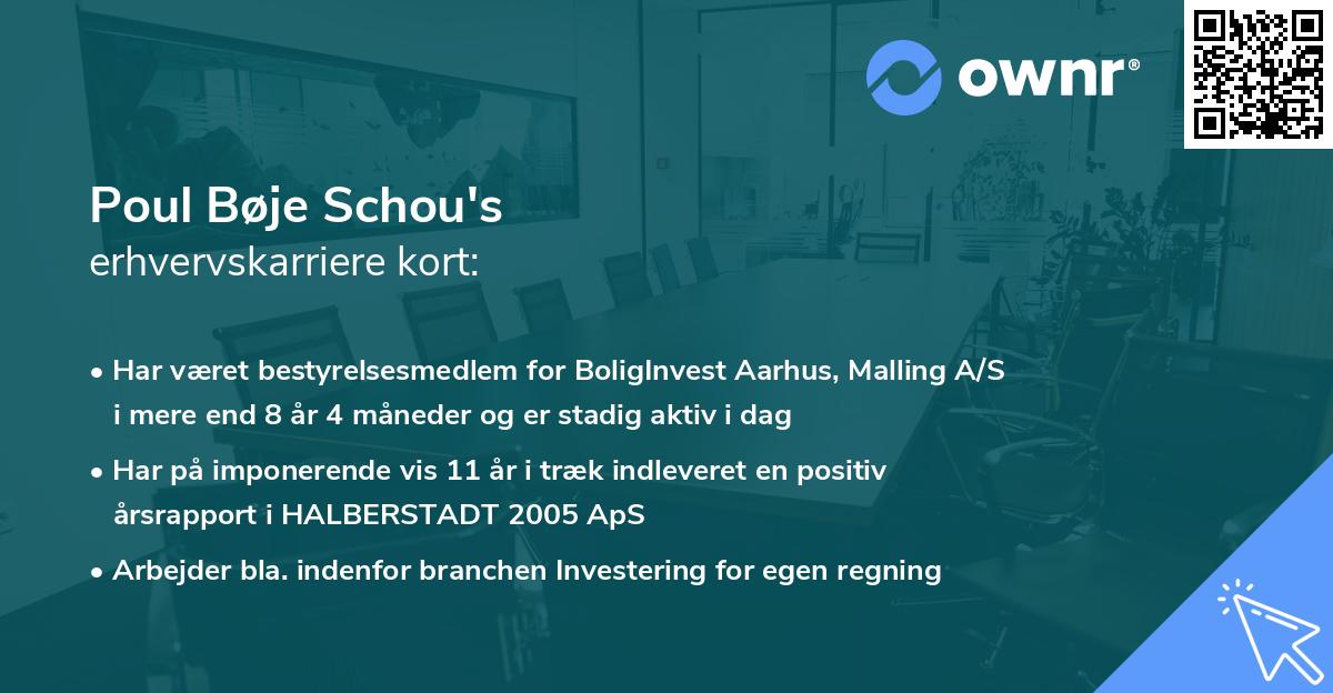 Poul Bøje Schou's erhvervskarriere kort