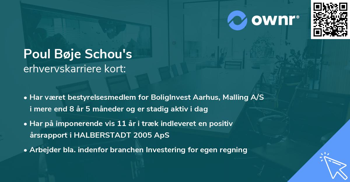 Poul Bøje Schou's erhvervskarriere kort
