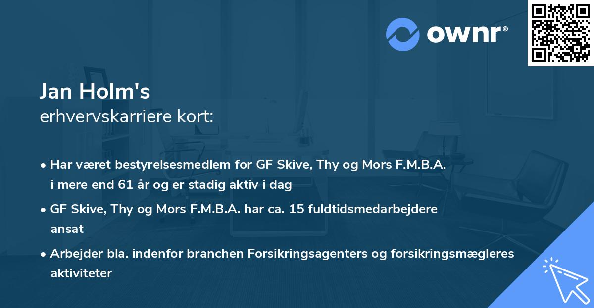 Jan Holm's erhvervskarriere kort