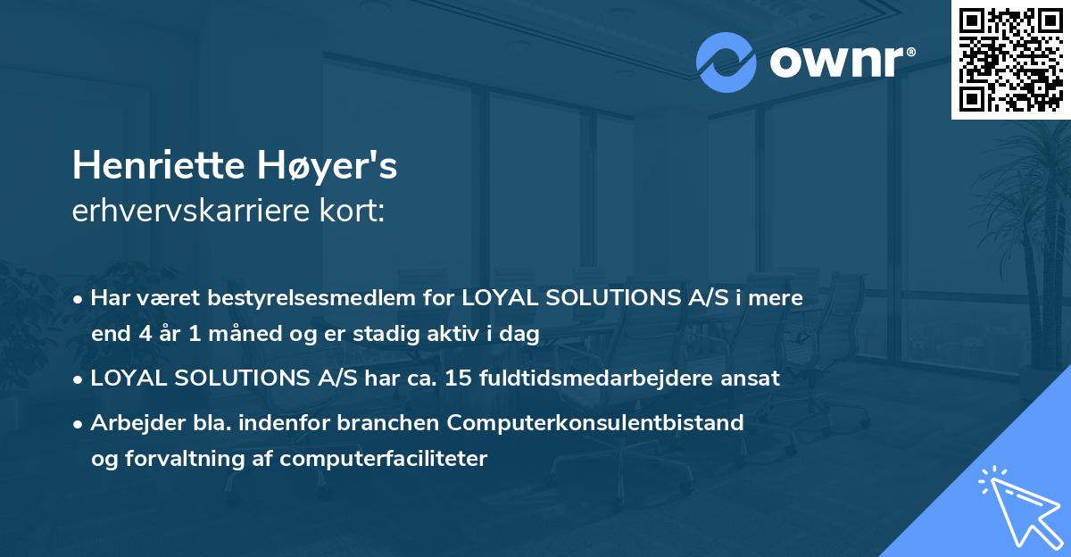 Henriette Høyer's erhvervskarriere kort