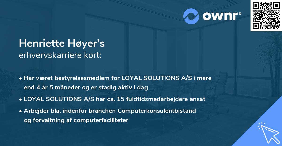 Henriette Høyer's erhvervskarriere kort