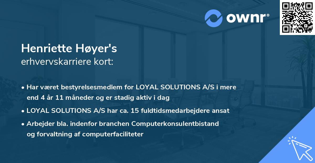 Henriette Høyer's erhvervskarriere kort