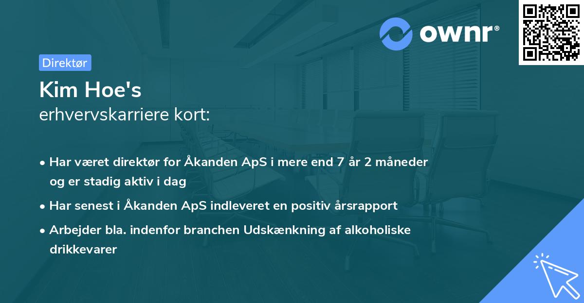 Kim Hoe's erhvervskarriere kort