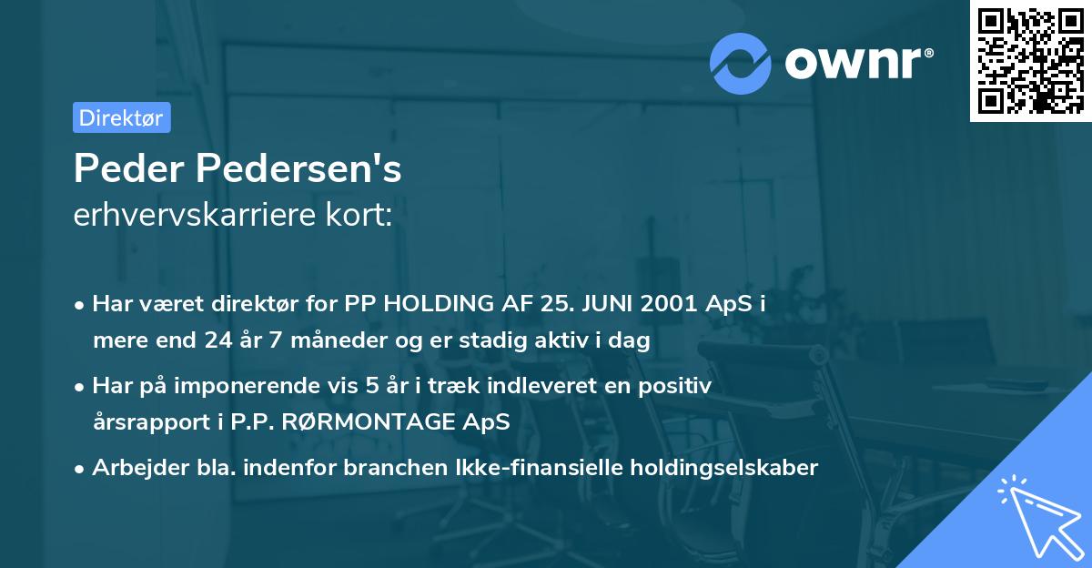 Peder Pedersen's erhvervskarriere kort