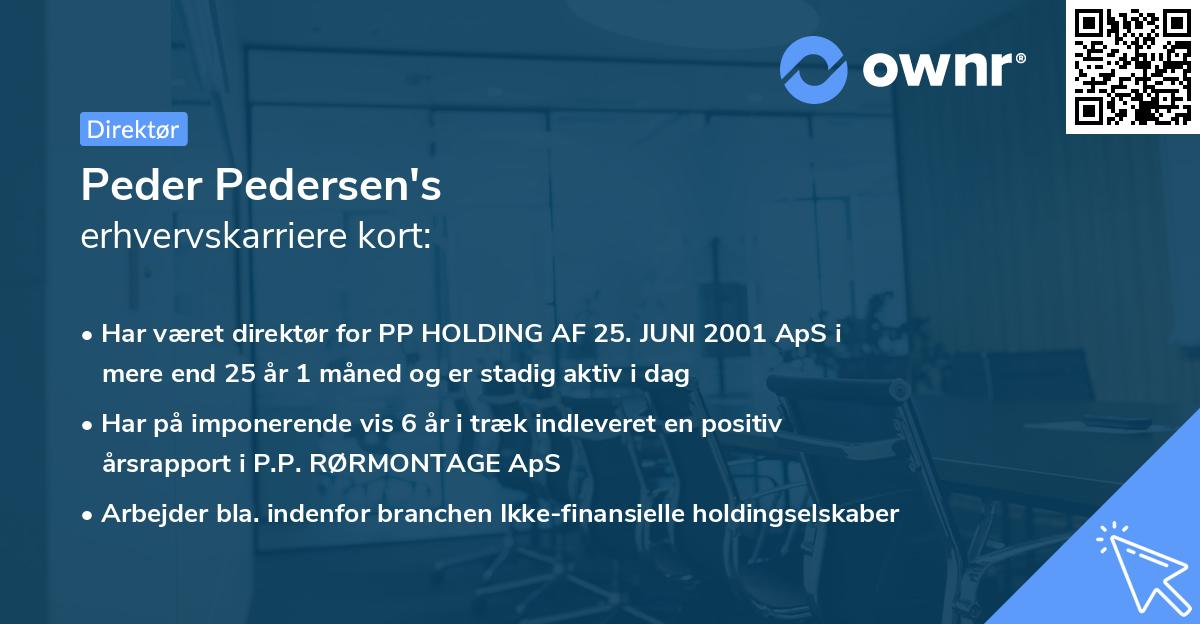 Peder Pedersen's erhvervskarriere kort