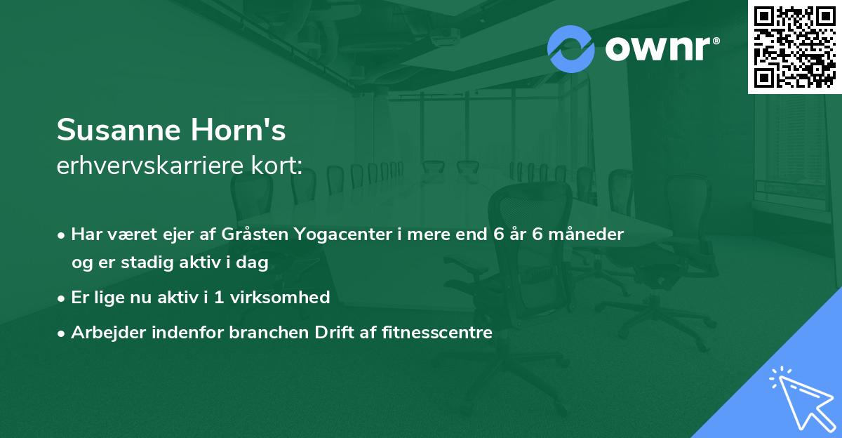 Susanne Horn's erhvervskarriere kort