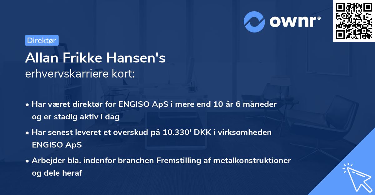 Allan Frikke Hansen's erhvervskarriere kort