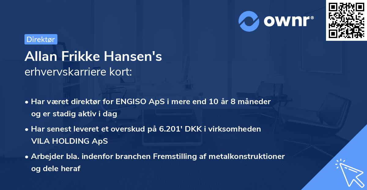 Allan Frikke Hansen's erhvervskarriere kort