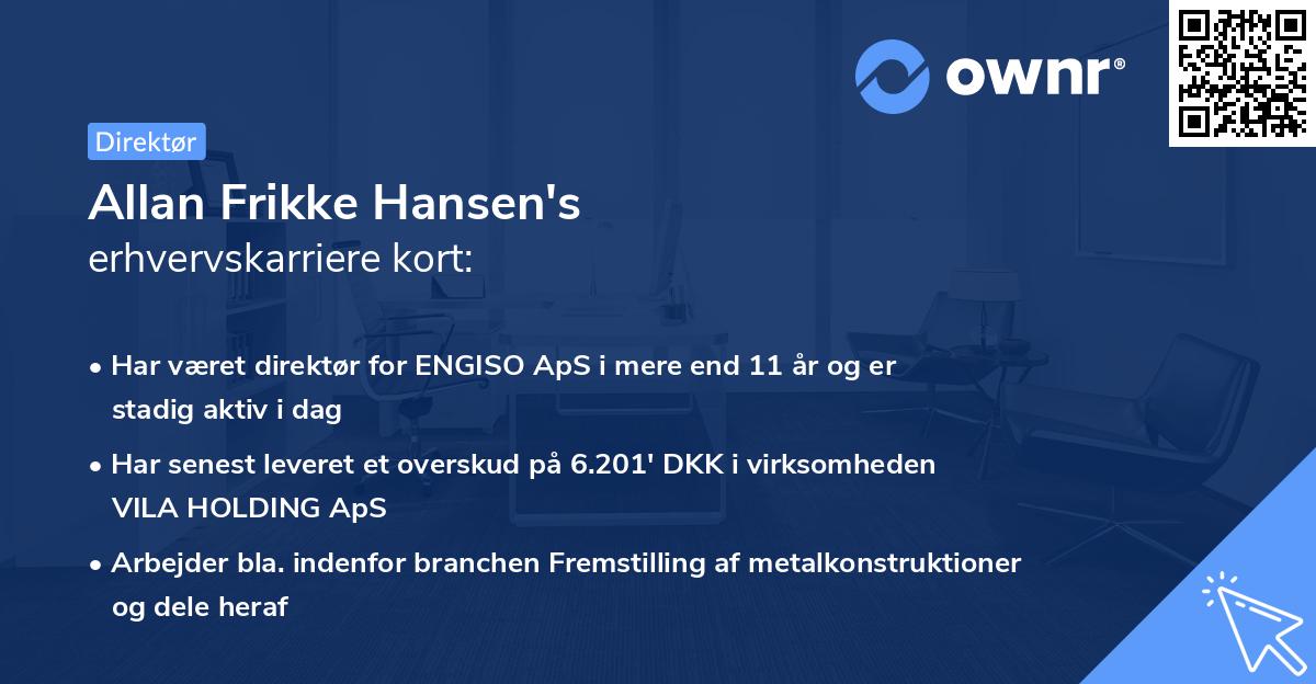 Allan Frikke Hansen's erhvervskarriere kort