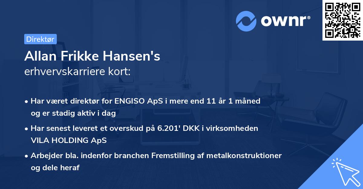 Allan Frikke Hansen's erhvervskarriere kort