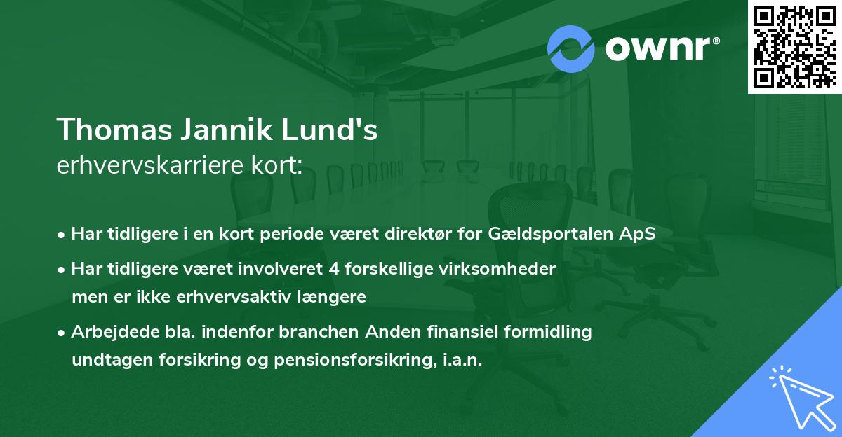 Thomas Jannik Lund's erhvervskarriere kort