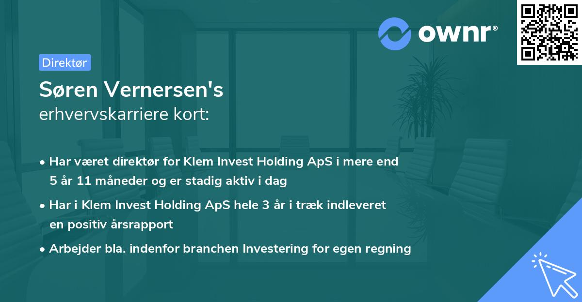 Søren Vernersen's erhvervskarriere kort