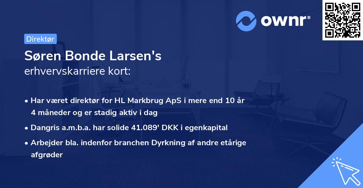 Søren Bonde Larsen's erhvervskarriere kort