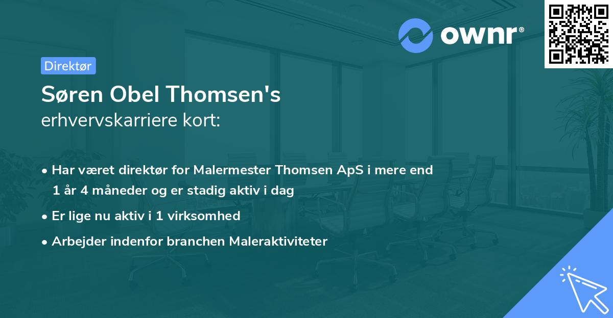 Søren Obel Thomsen's erhvervskarriere kort