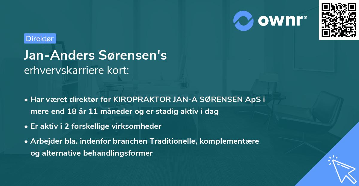 Jan-Anders Sørensen's erhvervskarriere kort