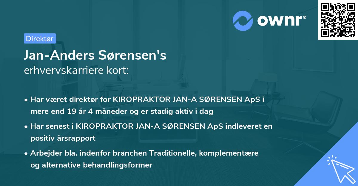 Jan-Anders Sørensen's erhvervskarriere kort