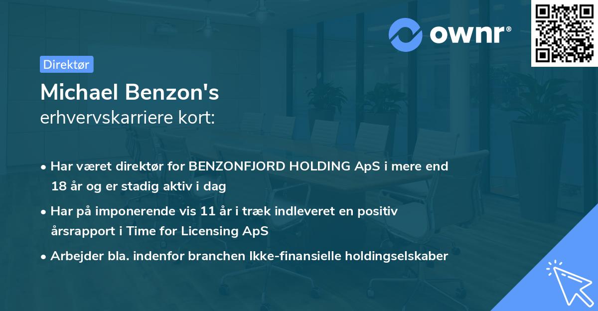 Michael Benzon's erhvervskarriere kort