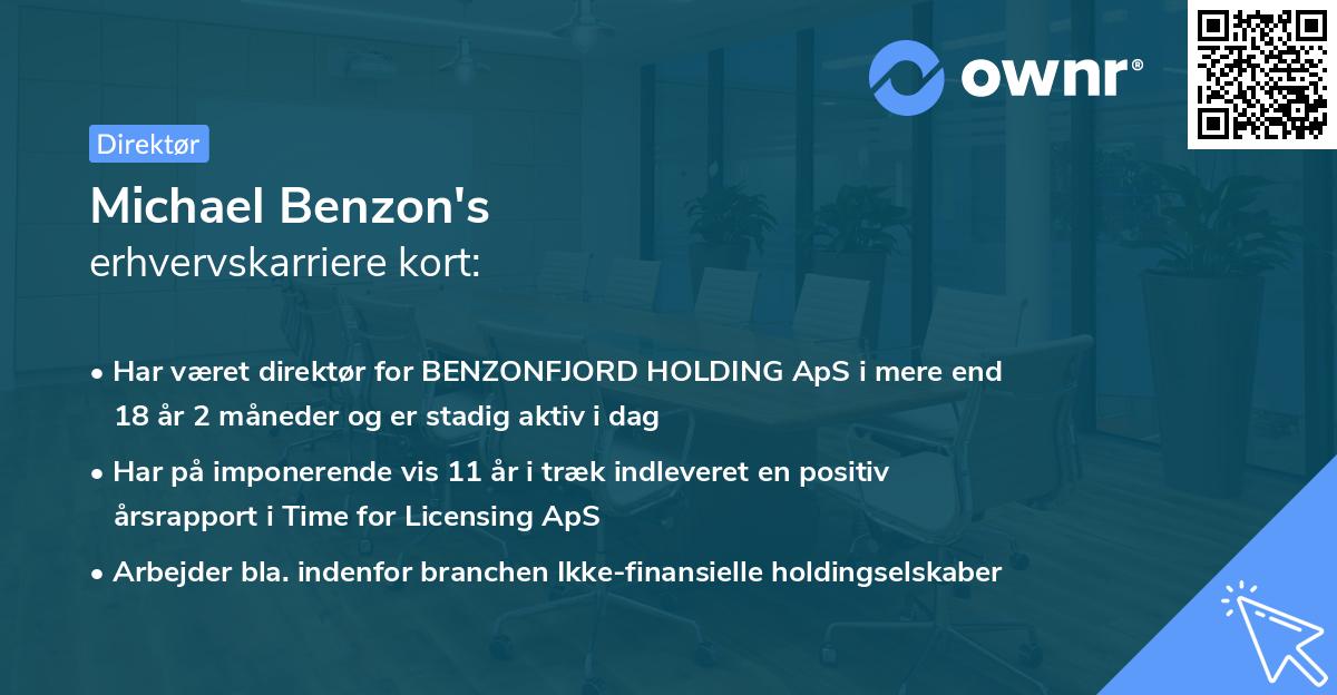 Michael Benzon's erhvervskarriere kort