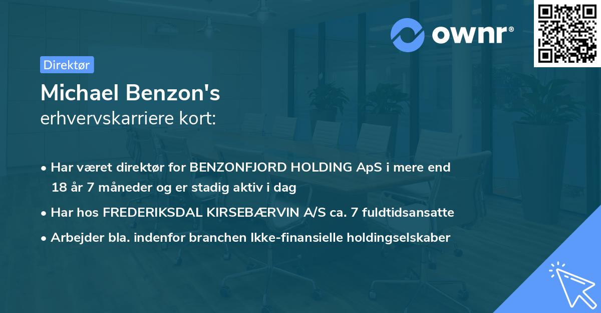 Michael Benzon's erhvervskarriere kort