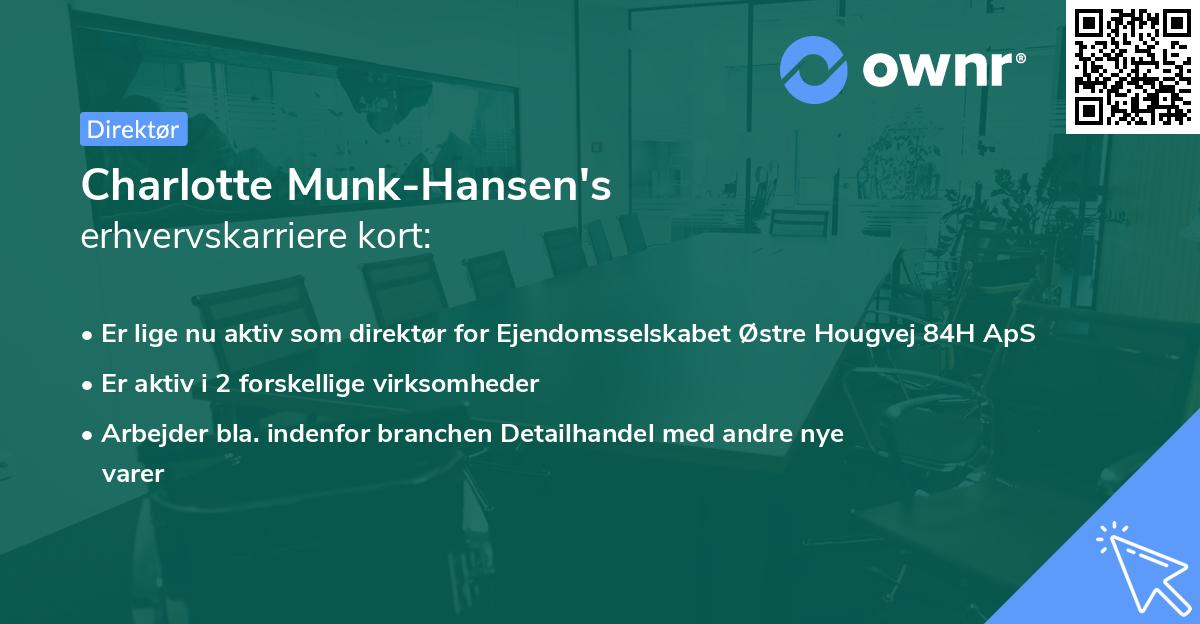 Charlotte Munk-Hansen's erhvervskarriere kort