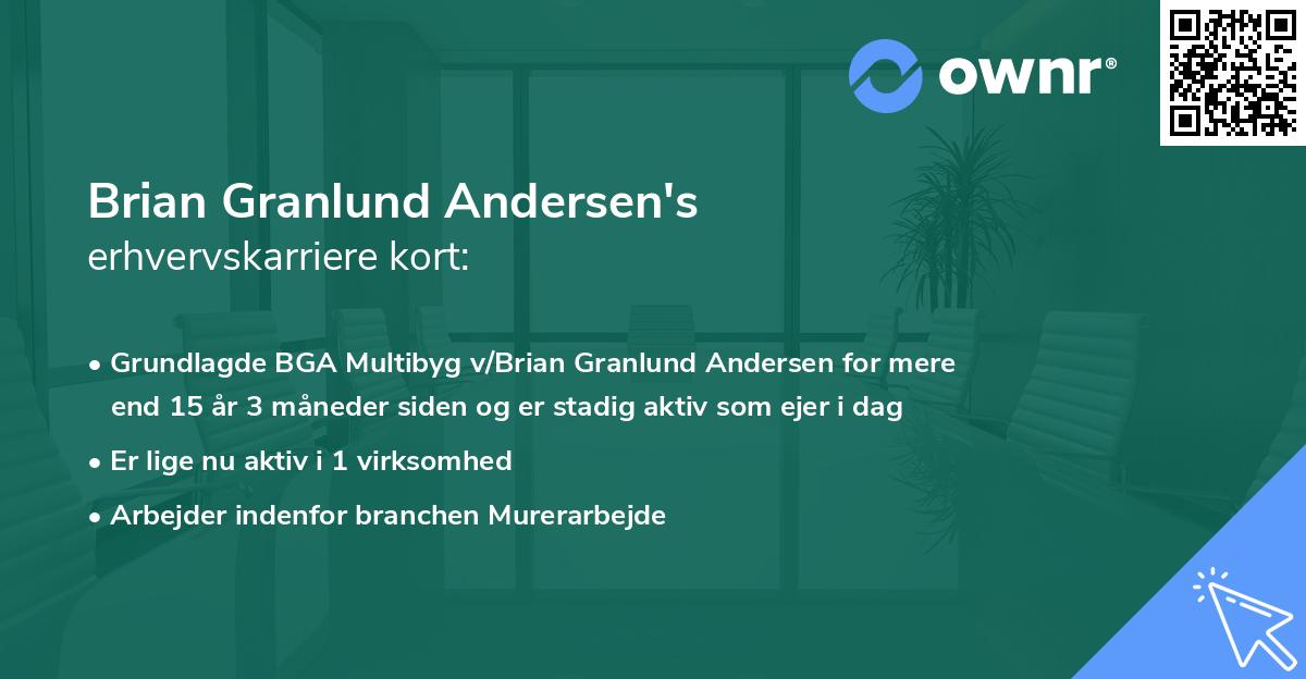 Brian Granlund Andersen's erhvervskarriere kort