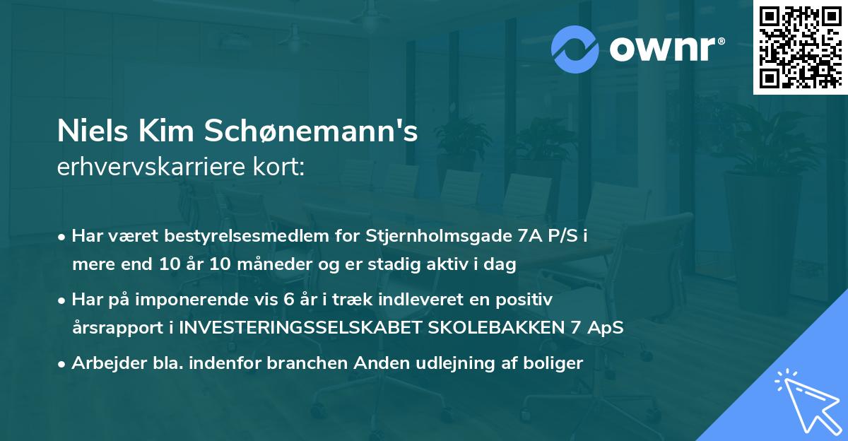 Niels Kim Schønemann's erhvervskarriere kort