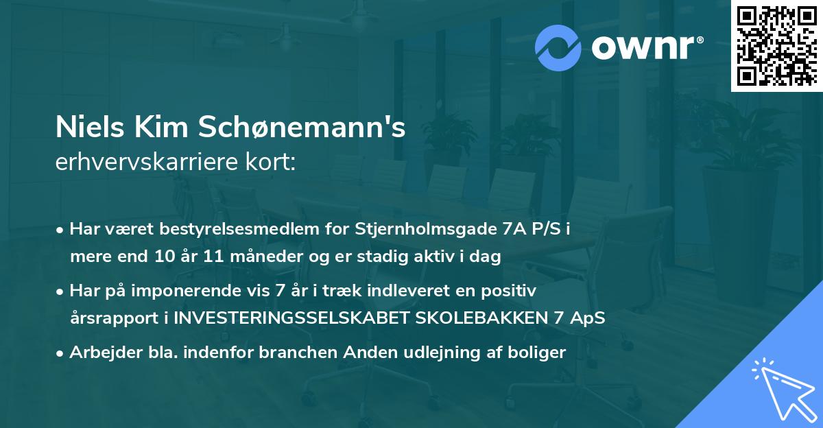 Niels Kim Schønemann's erhvervskarriere kort