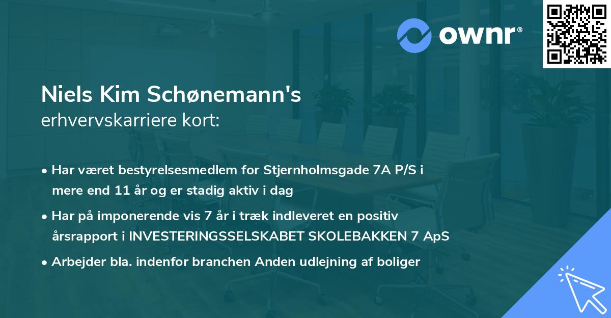 Niels Kim Schønemann's erhvervskarriere kort