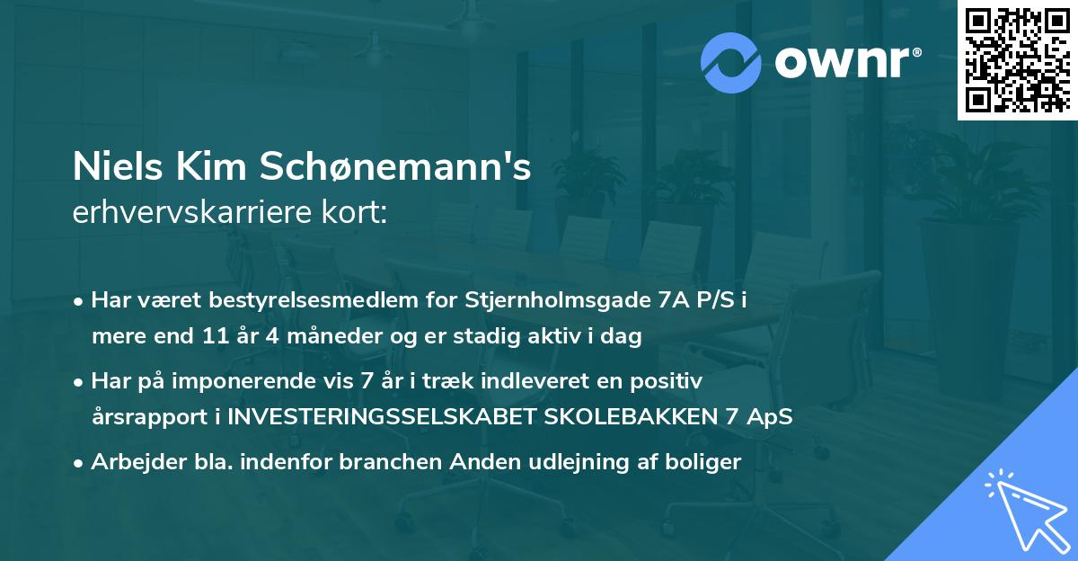 Niels Kim Schønemann's erhvervskarriere kort