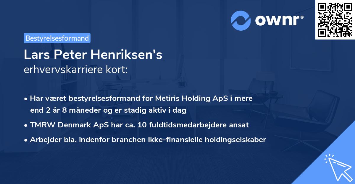 Lars Peter Henriksen's erhvervskarriere kort