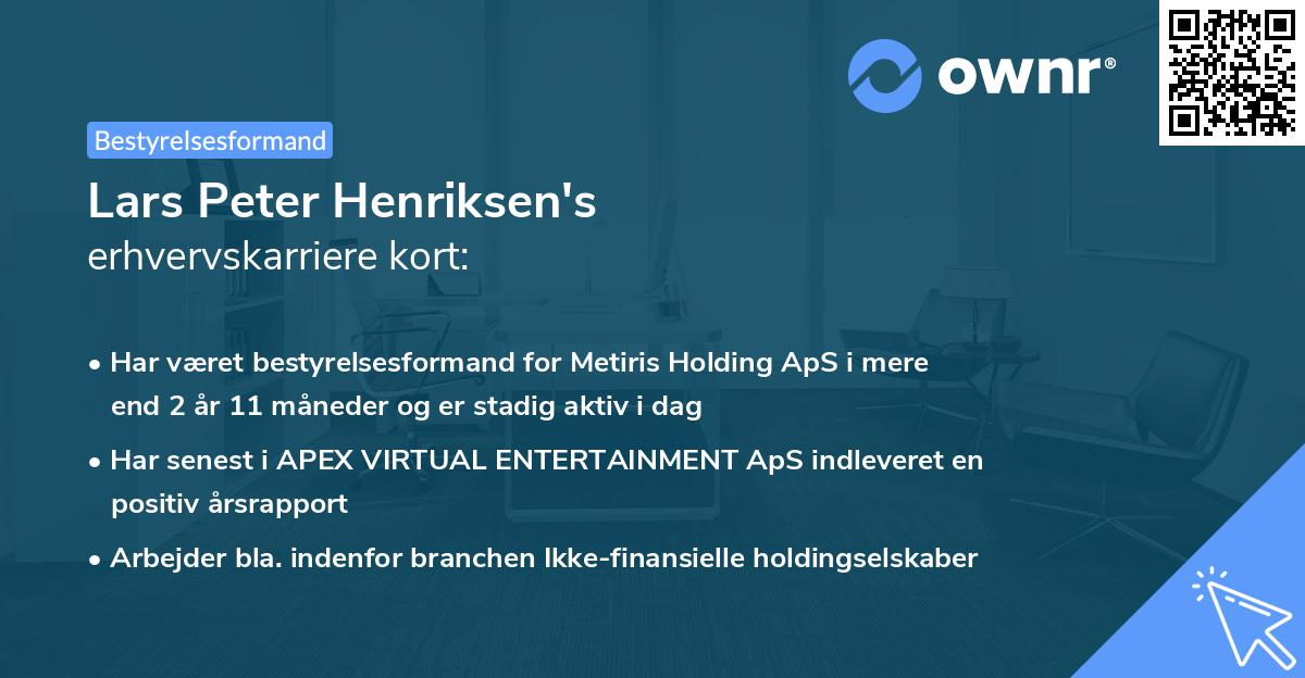 Lars Peter Henriksen's erhvervskarriere kort