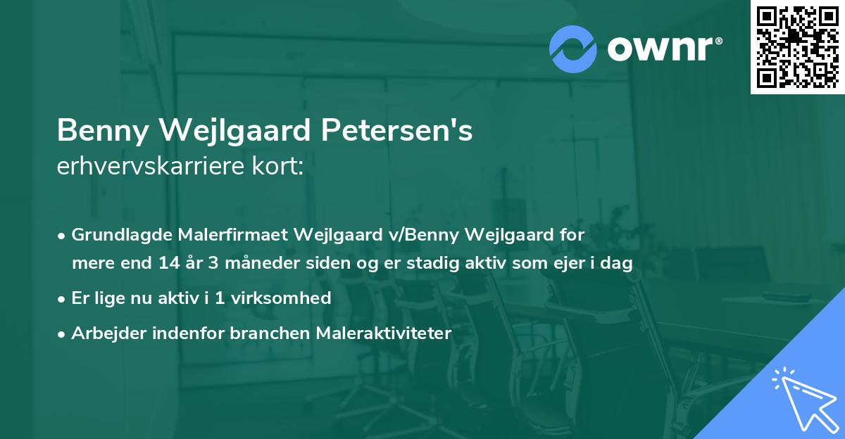 Benny Wejlgaard Petersen's erhvervskarriere kort