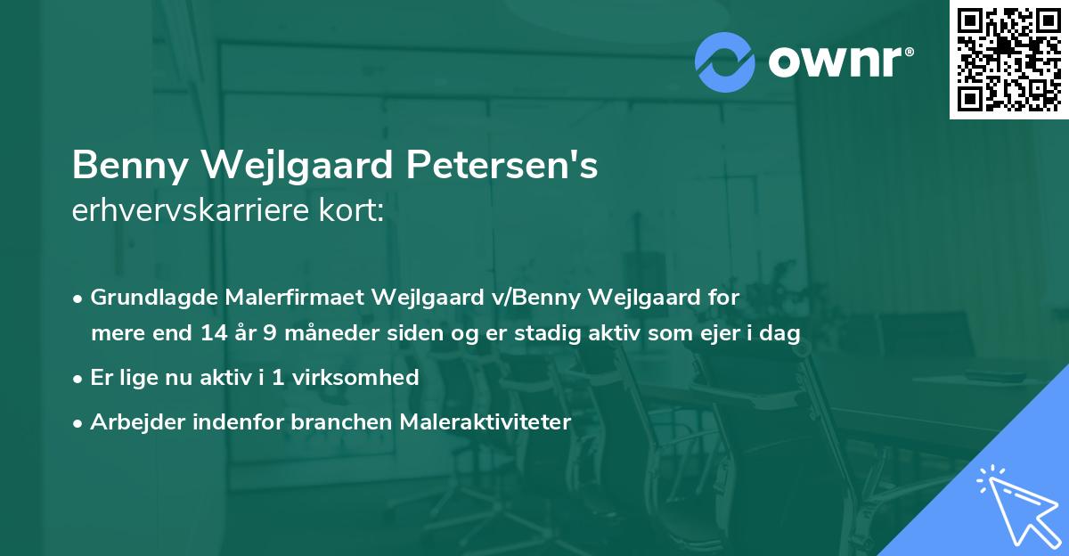 Benny Wejlgaard Petersen's erhvervskarriere kort