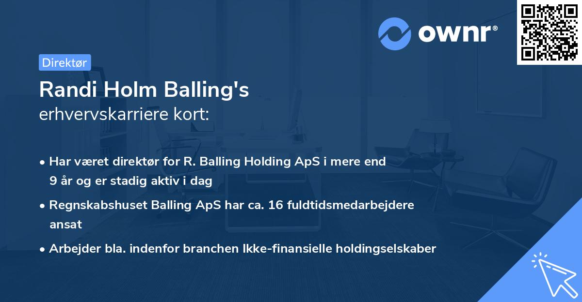 Randi Holm Balling's erhvervskarriere kort