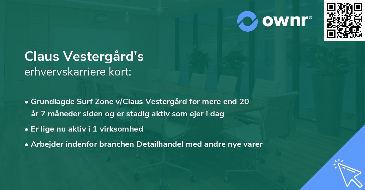 Claus Vestergård's erhvervskarriere kort