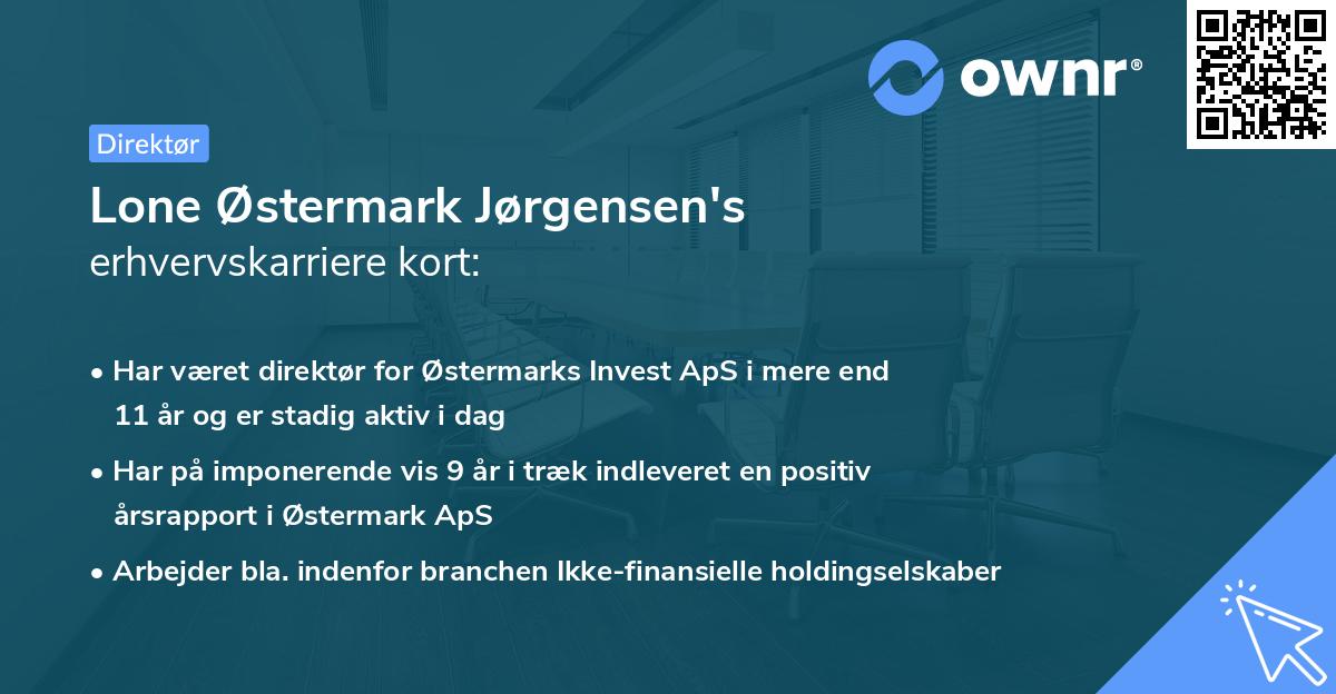 Lone Østermark Jørgensen's erhvervskarriere kort