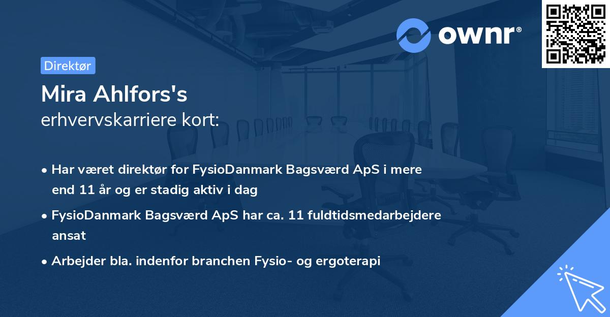 Mira Ahlfors's erhvervskarriere kort