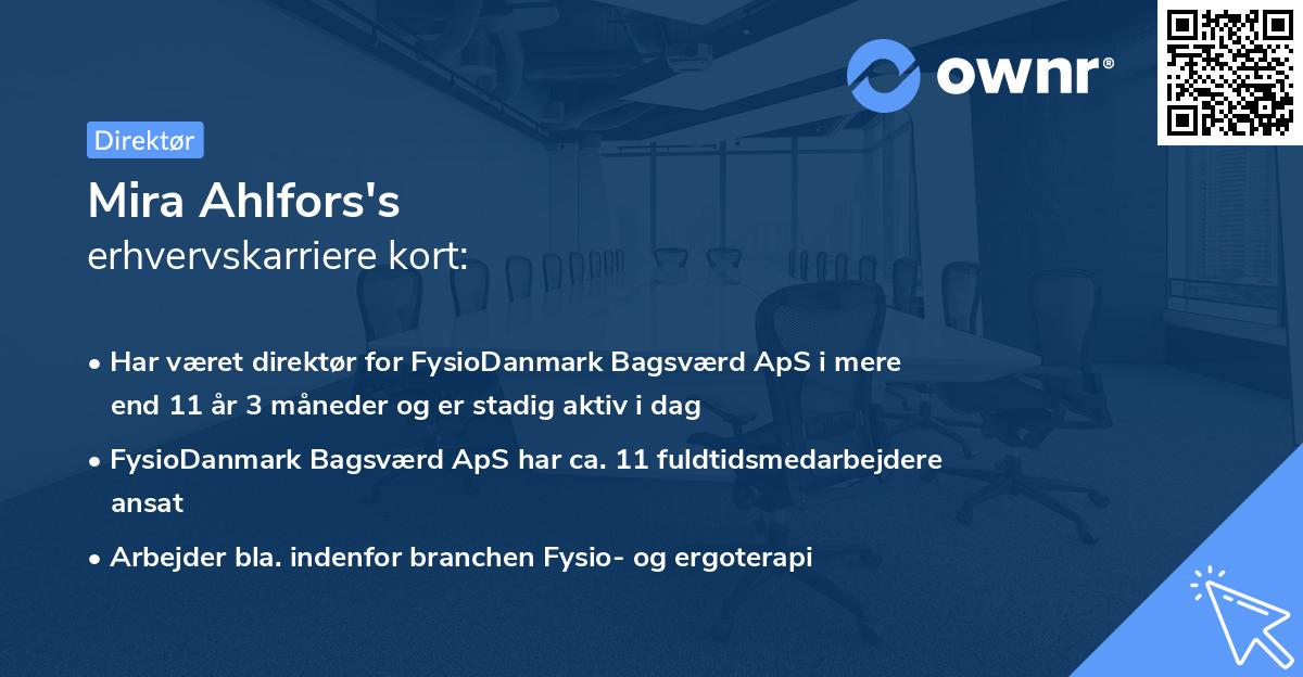 Mira Ahlfors's erhvervskarriere kort