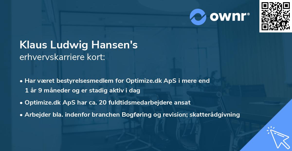 Klaus Ludwig Hansen's erhvervskarriere kort