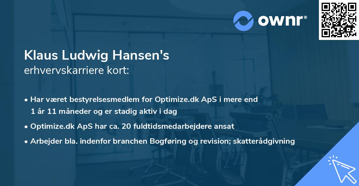 Klaus Ludwig Hansen's erhvervskarriere kort