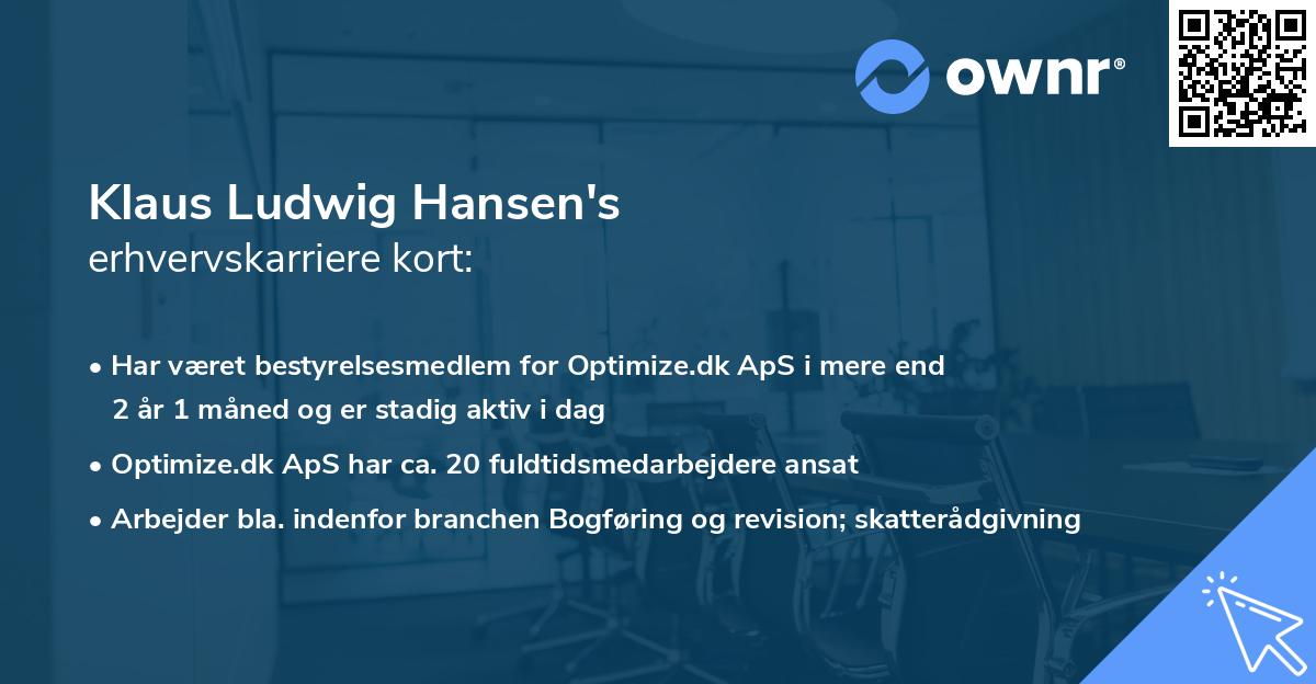 Klaus Ludwig Hansen's erhvervskarriere kort