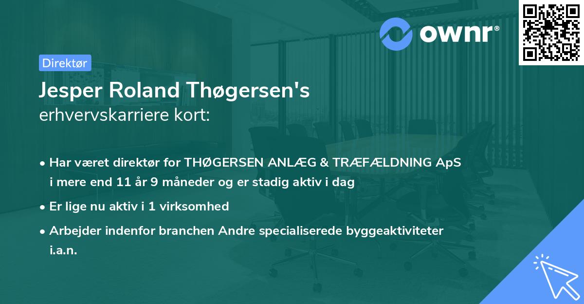 Jesper Roland Thøgersen's erhvervskarriere kort