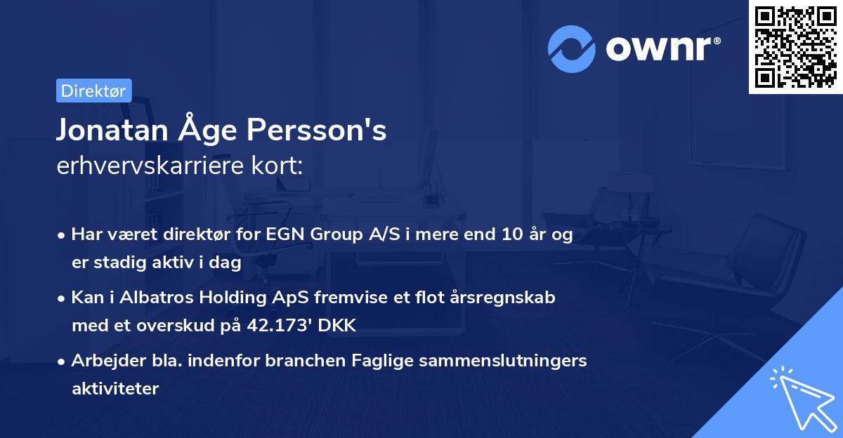 Jonatan Åge Persson's erhvervskarriere kort
